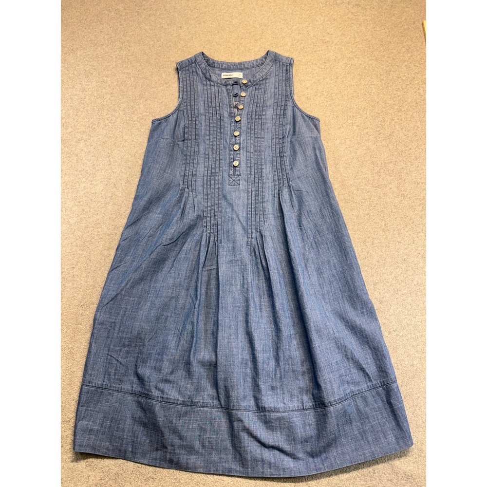 Sonoma Goods For Life Chambray Midi Dress Women XS Sleeveless Pintuck Button